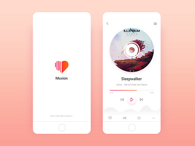Music Player app clean colorful emotion ios ios app music play player ui ux