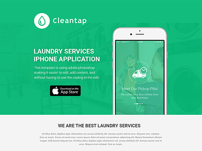 Laundry App Landing Page cleaning dry clean green landing page laundry laundry app onepage