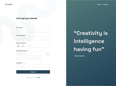 Sign up form design gradient minimal sign up form ui ui design web design