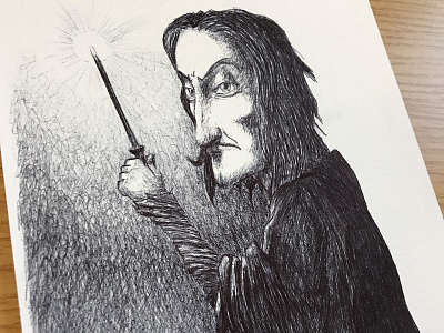 Professor Snape drawn with a Bic Biro art bic biro cartoon fanart film harrypotter illustration ink snape
