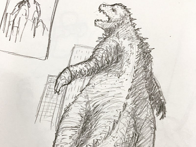 Godzilla rough pencil sketch