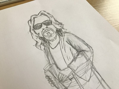 The dude art cartoon commission fanart film freelance illustration labowski pencil process thedude wip