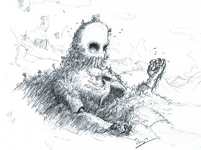 Myazaki Inspired Dead Robot Sketch