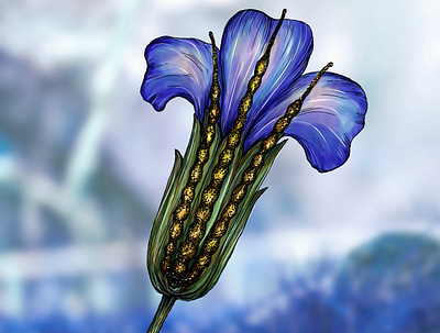 Flower V adobe photoshop art artwork beautiful blue colorful digital art digital illustration digital painting drawing fantasy flora floral art flower illustration nature painting sky
