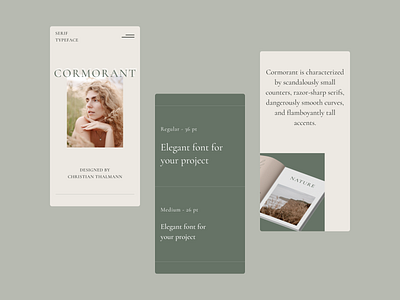 Cormorant – Mobile Version colors concept design landing page mobile mobile design ui uidesign uxdesign webdesign