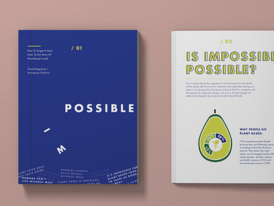 Magazine spread design for Impossible Burger