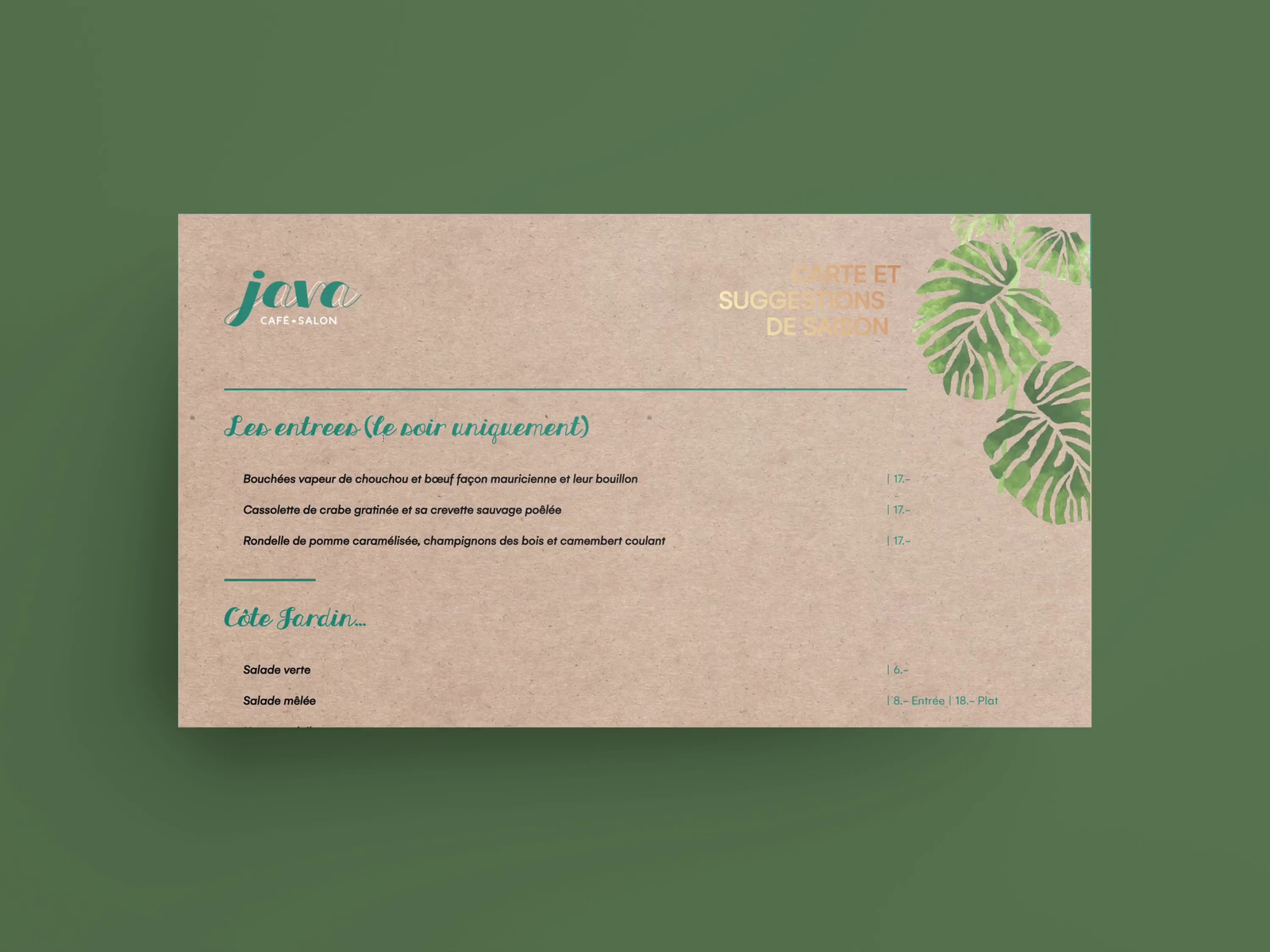 java restaurant – menu website by Jonas Reymondin on Dribbble