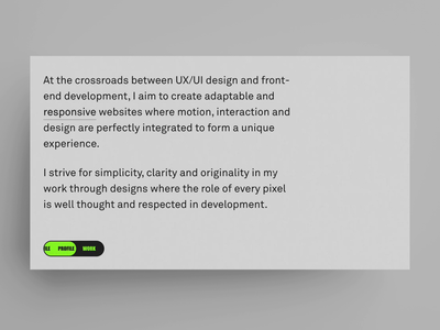 Portfolio 2021 – Responsive animation animation easter egg feature front end development interaction portfolio responsive uxui