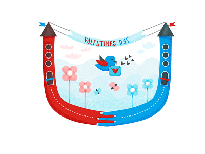 Valentines Day 14 february beautiful bird cartoon castle field flat flowers hands hearts illustration legend love love letter noise two halves vector with love yinyang