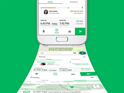 — Car riding app UI (Time) app car chat design interaction journey material mobile profile riding timeline ui