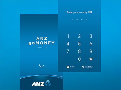 — ANZ goMoney Android app app bank design finance interaction login mobile money password pin pad secure splash
