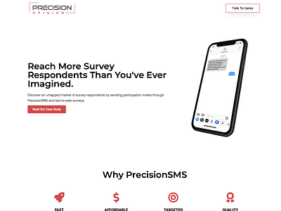 PrecisionSMS by Precision Opinion, New Product Landing Page