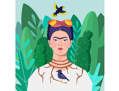 Frida Kahlo cactus frida fridakahlo illustraion illustration art vector