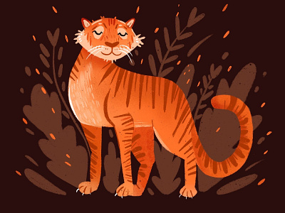 Tiger art cozy illustration procreate tiger