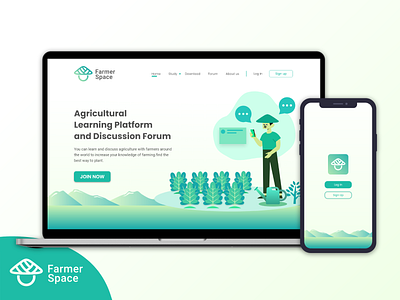 Farmer space website design agriculture design farmer forum illustration landing page landing page design social network start up ui ux