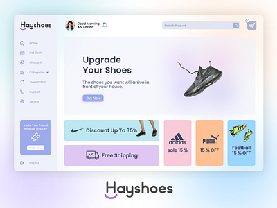 Hayshoes Landing page design design ecomerce ecommerce design glassmorphism landing page landing page design online shop shoes ui ux