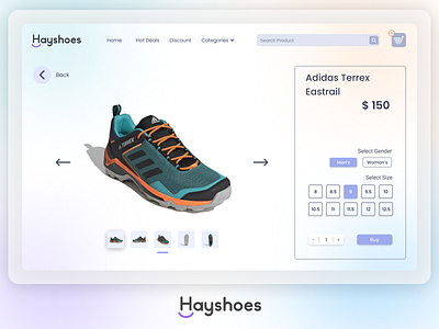 Hayshoes product Preview design design ecomerce glassmorphism landing page landing page design online store shoes shoes store ui ux
