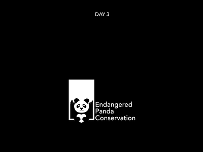 Daily Logo Challenge - 3/50 - Endangered Pand Conservation black and white branding challenge cute design illustration logo minimalist panda