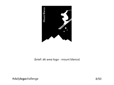 Daily Logo Challenge - 8/50 - Mont Blanco min black and white branding challenge design illustration logo minimalist ski sports logos