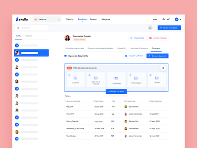 Page Employee — Skello 🗂 document employee feature folder interface profile redesign saas skello ui update upgrade users worker