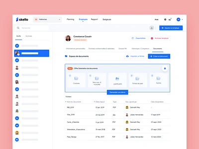 Page Employee — Skello 🗂 document employee feature folder interface profile redesign saas skello ui update upgrade users worker