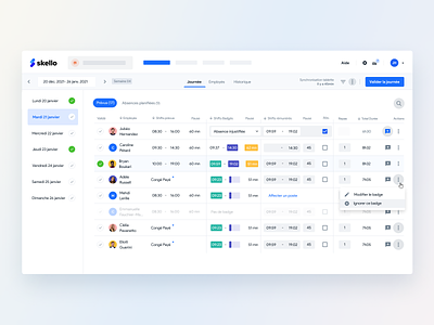Time Tracking Tool 📟 app components details interface product saas schedule scheduling skello time tracking timeline timesheets timetracker verification