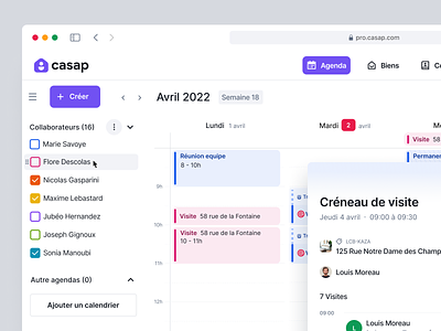 📆 Casap Calendar agenda agent calendar casap clean event minimal product real estate schedule shift team time week