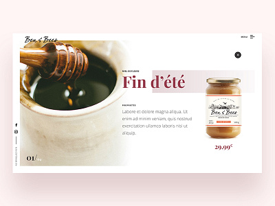 Honey product card clean design honey minimalist page product ui ux