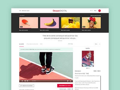 Drouot Digital — Live player card clean design homepage live player player live redesign ui ux website white