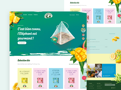 Elephant — website concept clean color concept green homepage news onepage redesign socialwall tea thé ui ux yellow