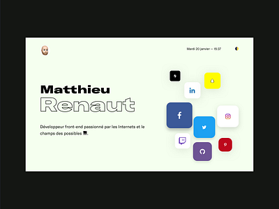 New landing page of Matthieu Renaut 💻 dark mode designer emoji front end homepage landing landing page light mode minimal redesign redesign concept ui 💻