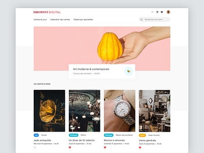 Redesign Drouot Digital auction clean concept digital drouot homepage minimal redesign ui ux website white