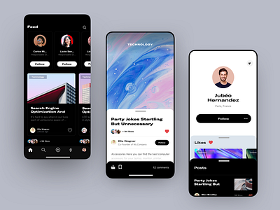 Feed App app article card clean concept feed ios like list profil profile single social story