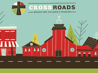 Crossroads Kids' Ministry children childrens illustration church branding church design city illustrations kid kids kids illustration logo ministry town