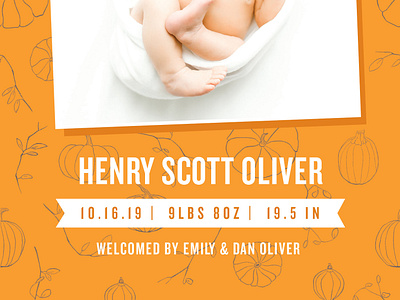 Pumpkin Themed Baby Announcement announcement baby newborn stationary