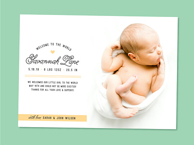 Simple Heart Baby Announcement announcement baby baby announcement newborn stationary stationary design