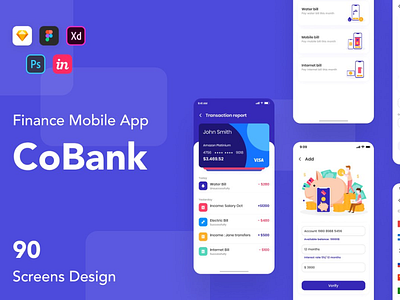 CoBank - Finance Mobile App UI KIT DOWNLOAD 2020 app application branding design flat ios minimal mobile trend trending trends ui ux web website