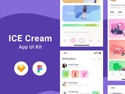 Ice Cream UI Kit Sketch & Figma android app application automation blue control curve degree graphic hybrid ios light photoshop psd pump robot stats ui ux uxui