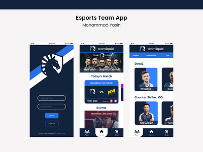 Esports Team App UI/UX Design design mobile ui ux