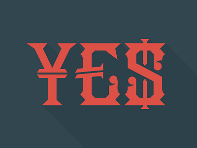 ¥€$ Refined currency lettering long shadow type