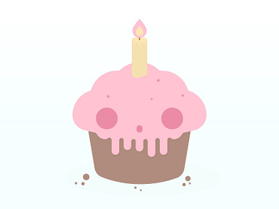Strawberry Deathcake cupcake death flame illustration skull