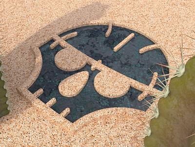 Sandy Skull 3d branding cactus icon illustration render sand skull