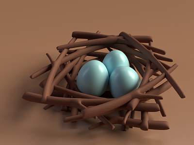 Nested 3d egg illustration nest render