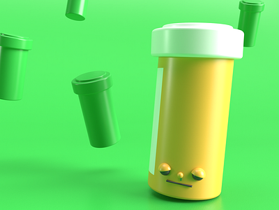 Ill Pill 3d bottle green illustration pill sick