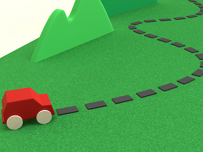 Road Trip 3d car design illustration mountains road trip