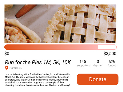 Daily UI 032 - Crowdfunding: Run for the Pies crowdfunding dailyui design figma fundraising ui webpage