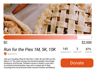 Daily UI 032 - Crowdfunding: Run for the Pies crowdfunding dailyui design figma fundraising ui webpage