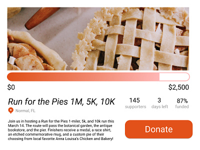 Daily UI 032 - Crowdfunding: Run for the Pies