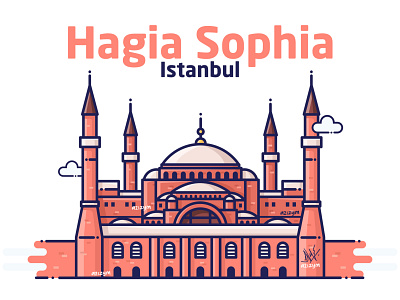Hagia Sophia branding building flat illustration landing landmark logo photoshop procreate sketch ui uidesign ux vector vectorart