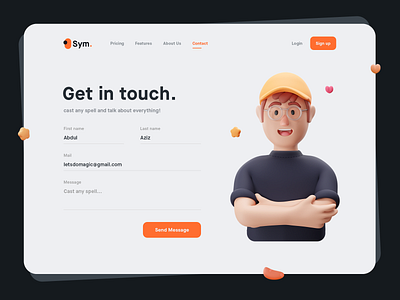 Contact Form - 3D Illustration 3d 3danimation 3dcharacter branding character characterdesign contact design form illustration landing landingpage logo photoshop saas sketch ui uidesign web webdesign